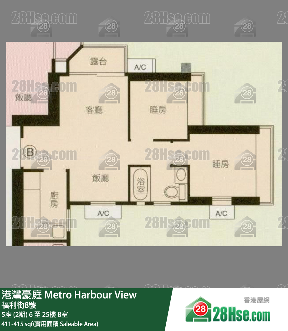 港灣豪庭 5座 (2期)7樓 B室 平面圖