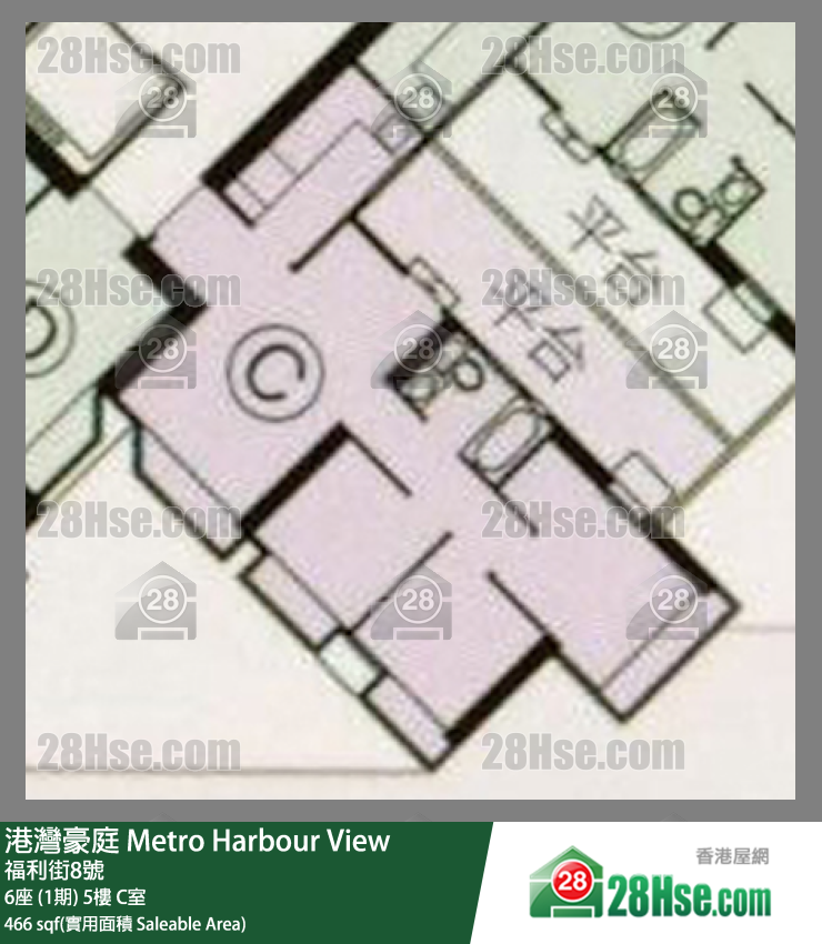 港灣豪庭 6座 (1期) 5樓 C室 平面圖