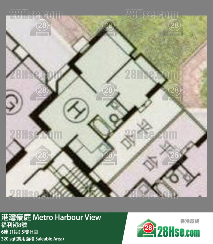 港灣豪庭 6座 (1期)5樓 H室 平面圖