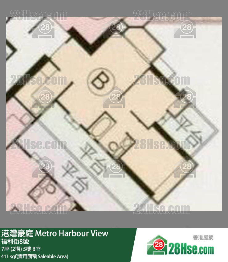 港灣豪庭 7座 (2期)5樓 B室 平面圖
