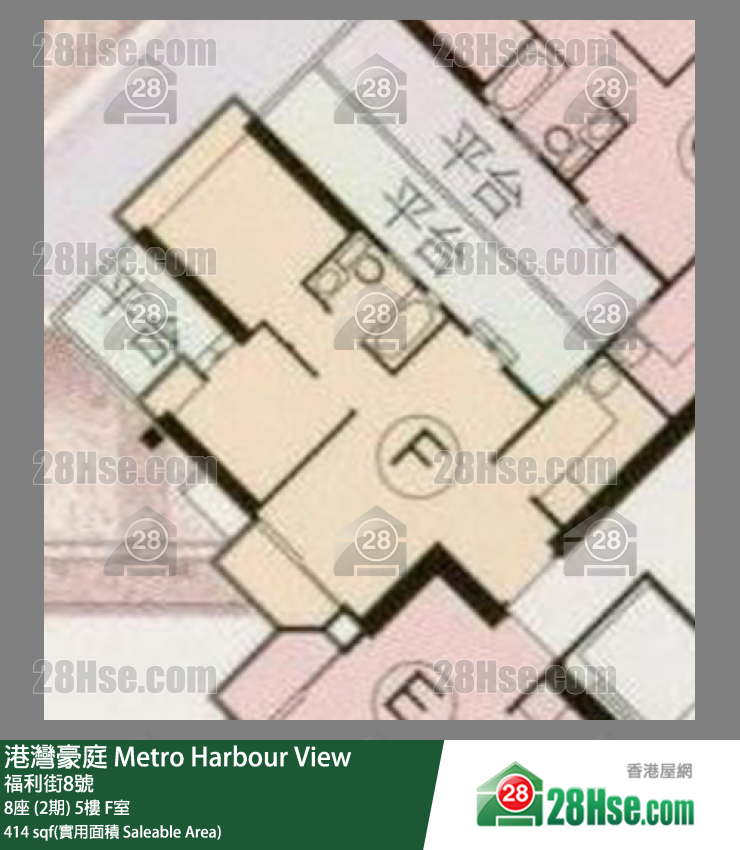 港湾豪庭 8座 (2期) 5楼 F室 平面图