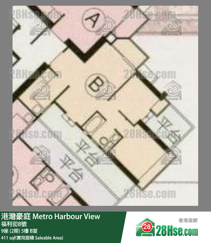 港灣豪庭 9座 (2期)5樓 B室 平面圖