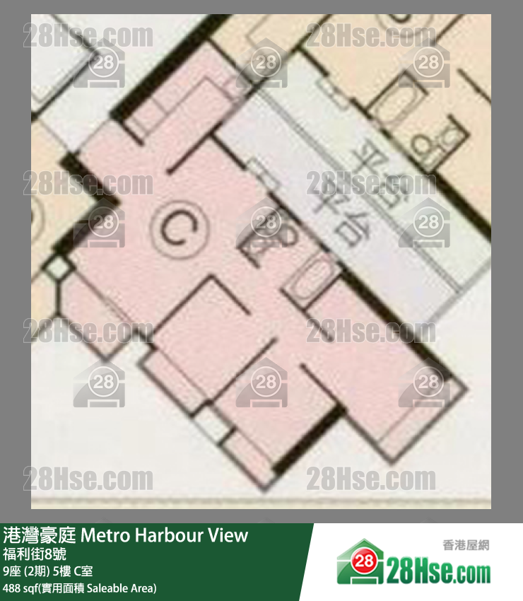 港灣豪庭 9座 (2期) 5樓 C室 平面圖