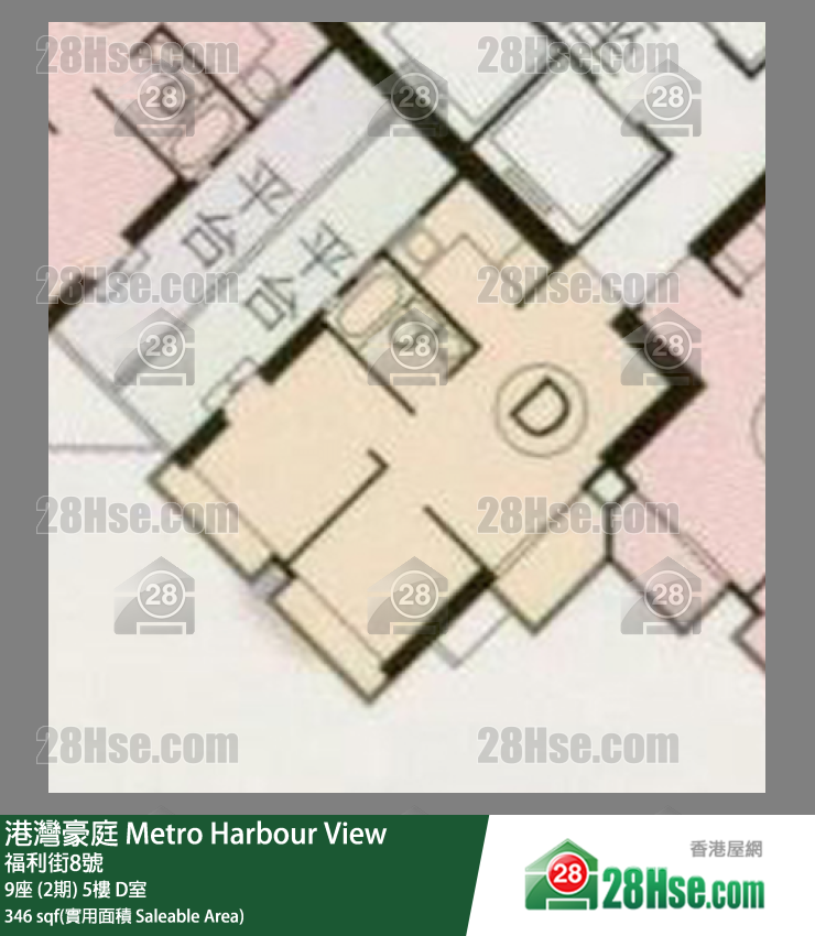 港灣豪庭 9座 (2期) 5樓 D室 平面圖