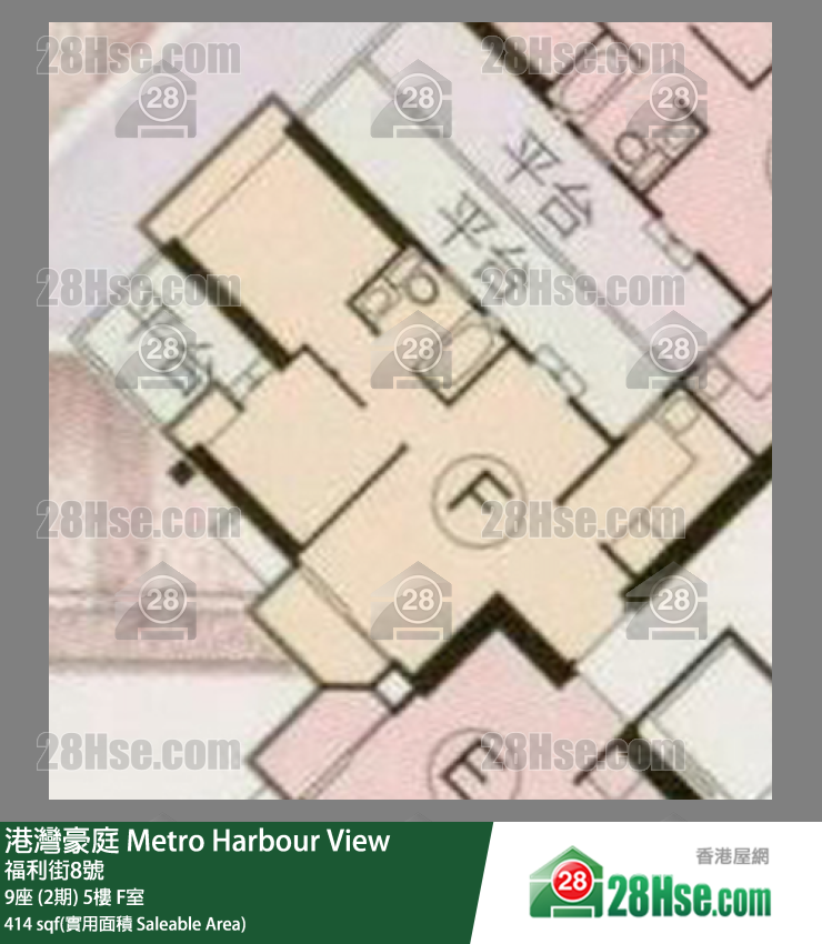 港灣豪庭 9座 (2期) 5樓 F室 平面圖