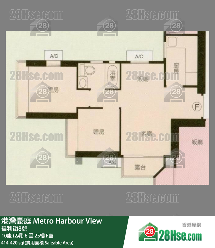 港灣豪庭 10座 (2期)12樓 F室 平面圖