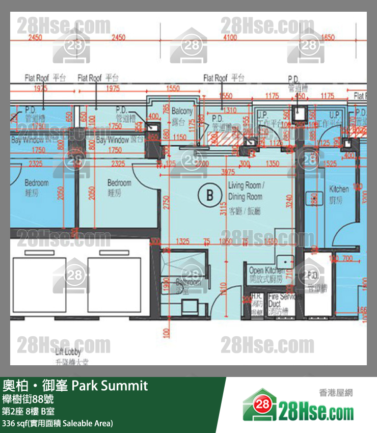 奧柏御峯 第2座8樓 B室 平面圖