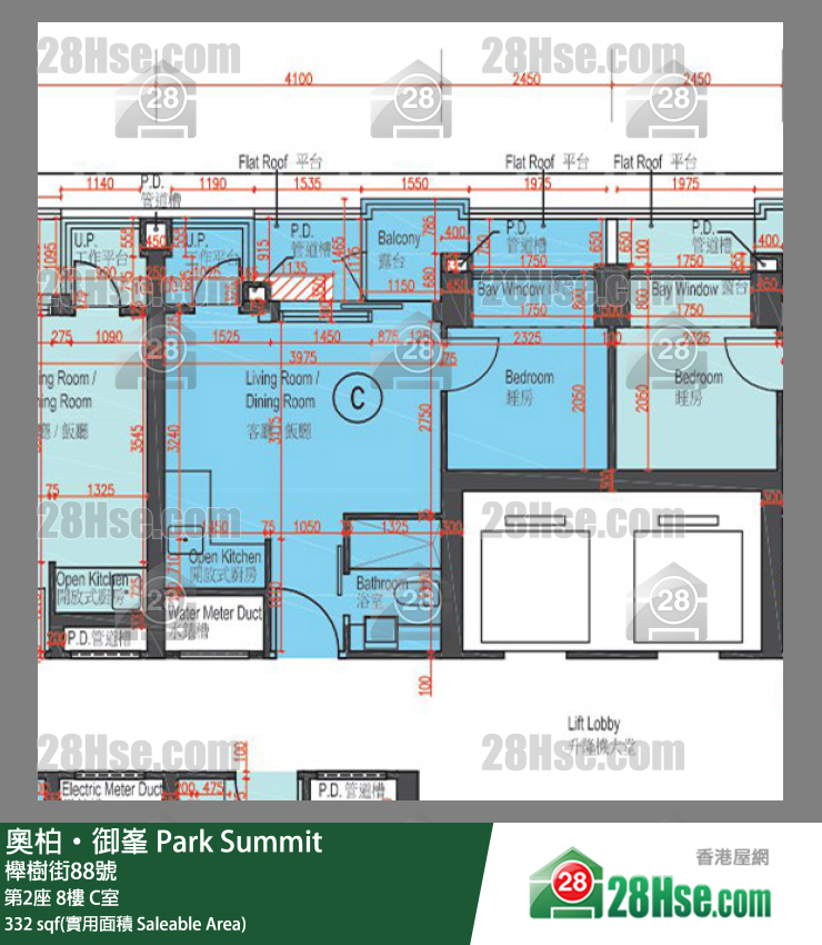 奧柏御峯 第2座8樓 C室 平面圖