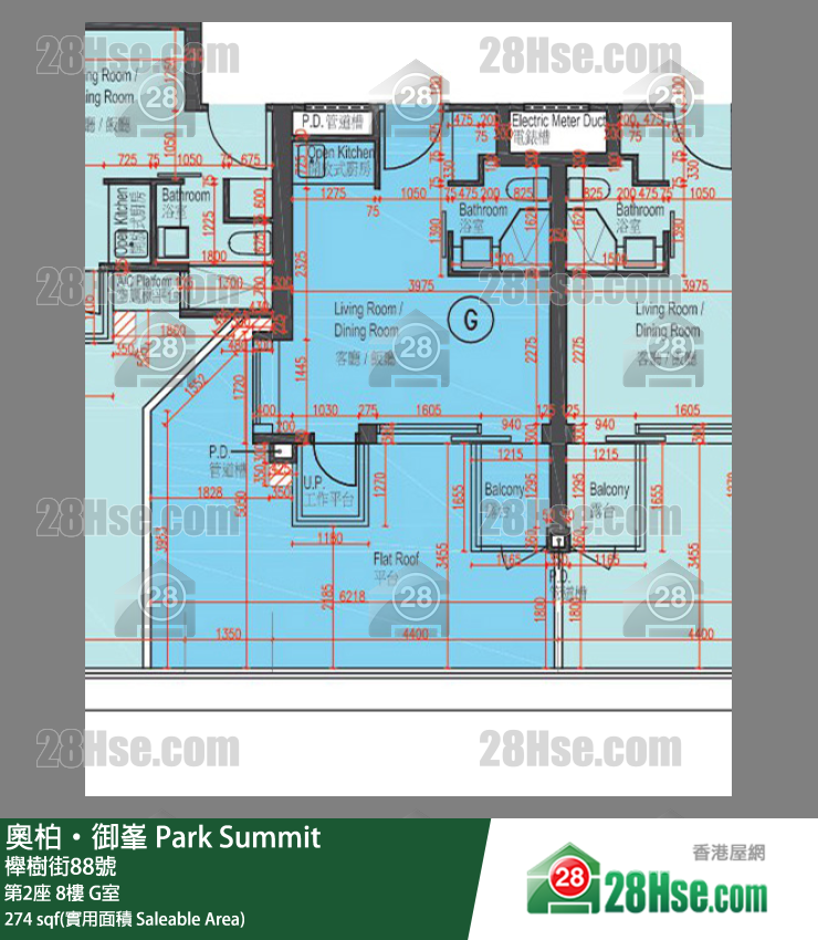 奧柏御峯 第2座8樓 G室 平面圖