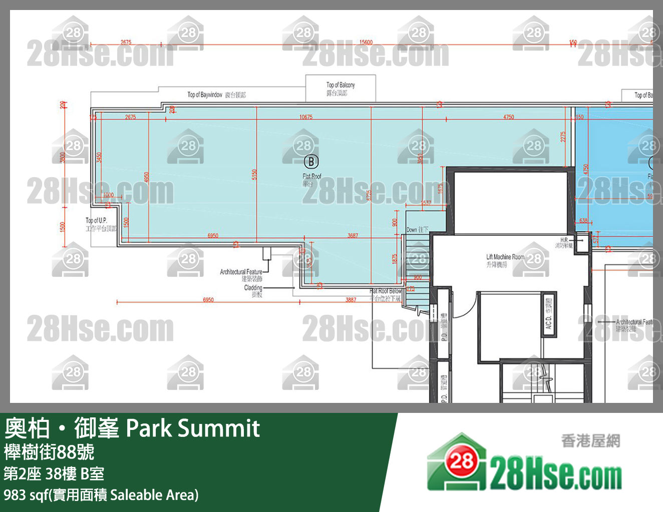 奧柏御峯 第2座 38樓 B室 平面圖