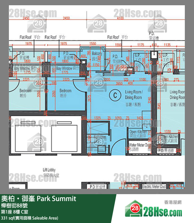 奧柏御峯 第1座8樓 C室 平面圖