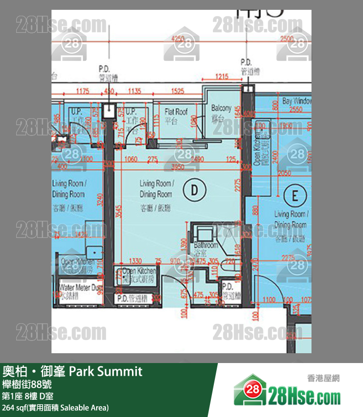 奧柏御峯 第1座8樓 D室 平面圖