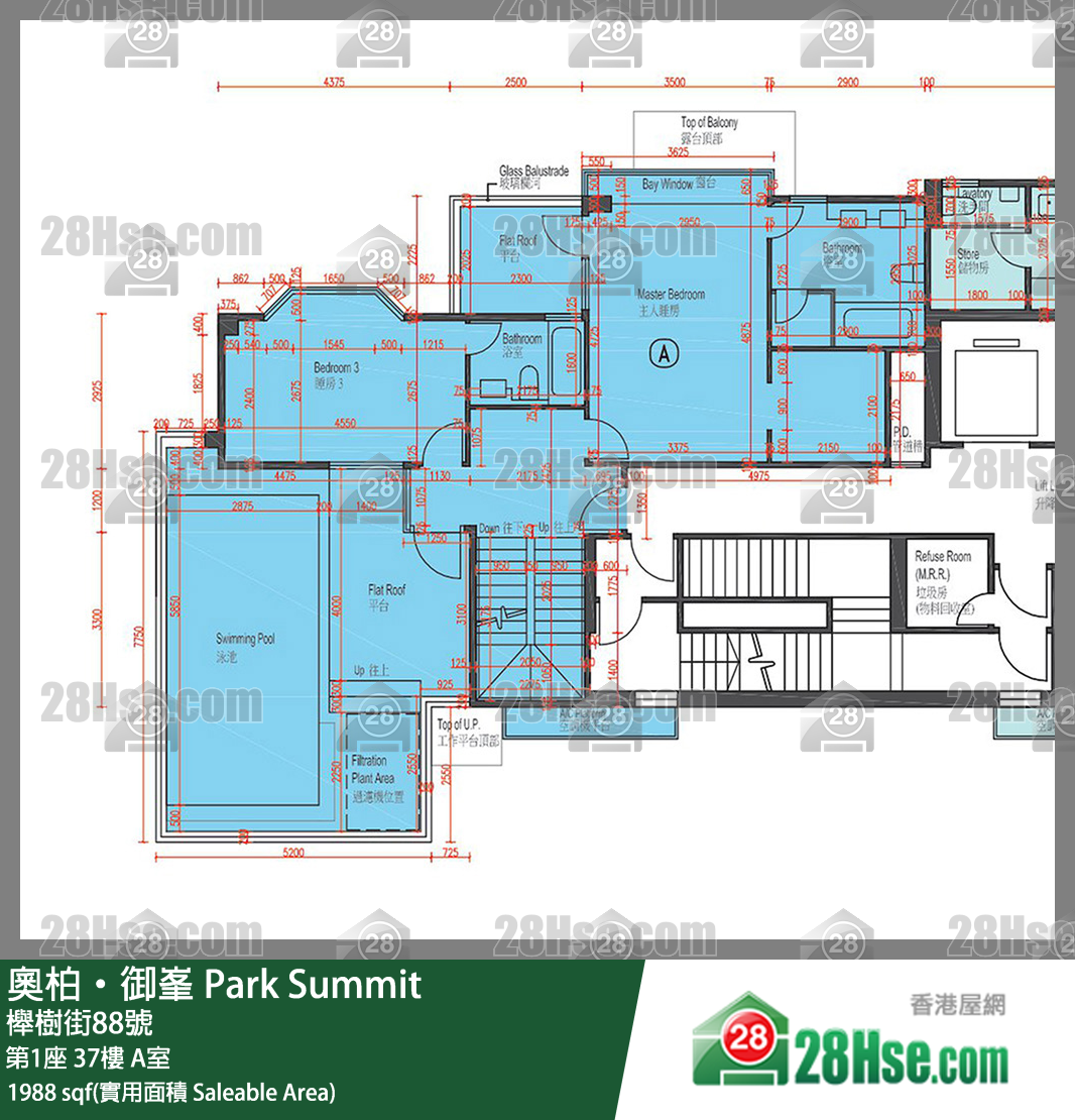 奧柏御峯 第1座37樓 A室 平面圖