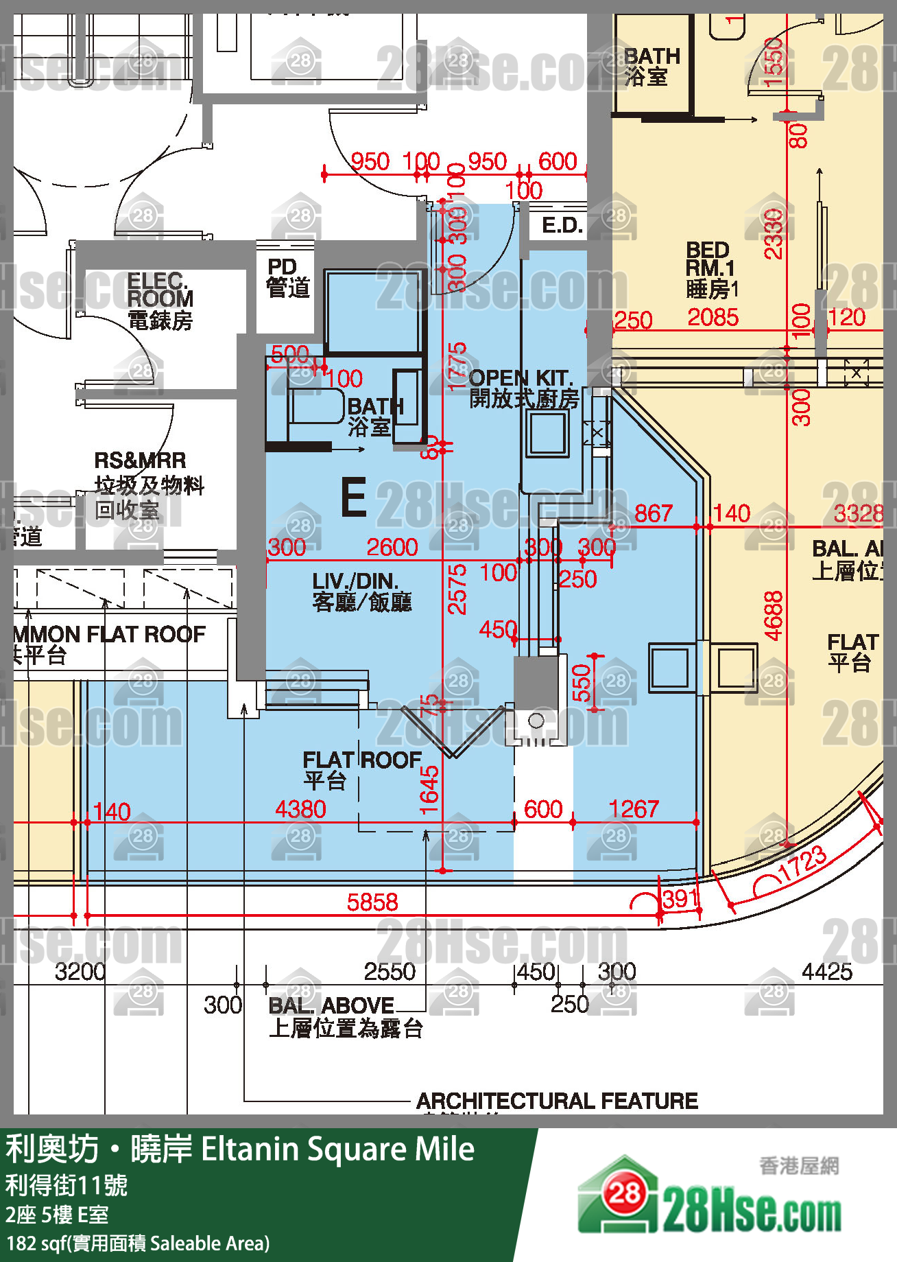 利奥坊晓岸 2座5楼 E室 平面图