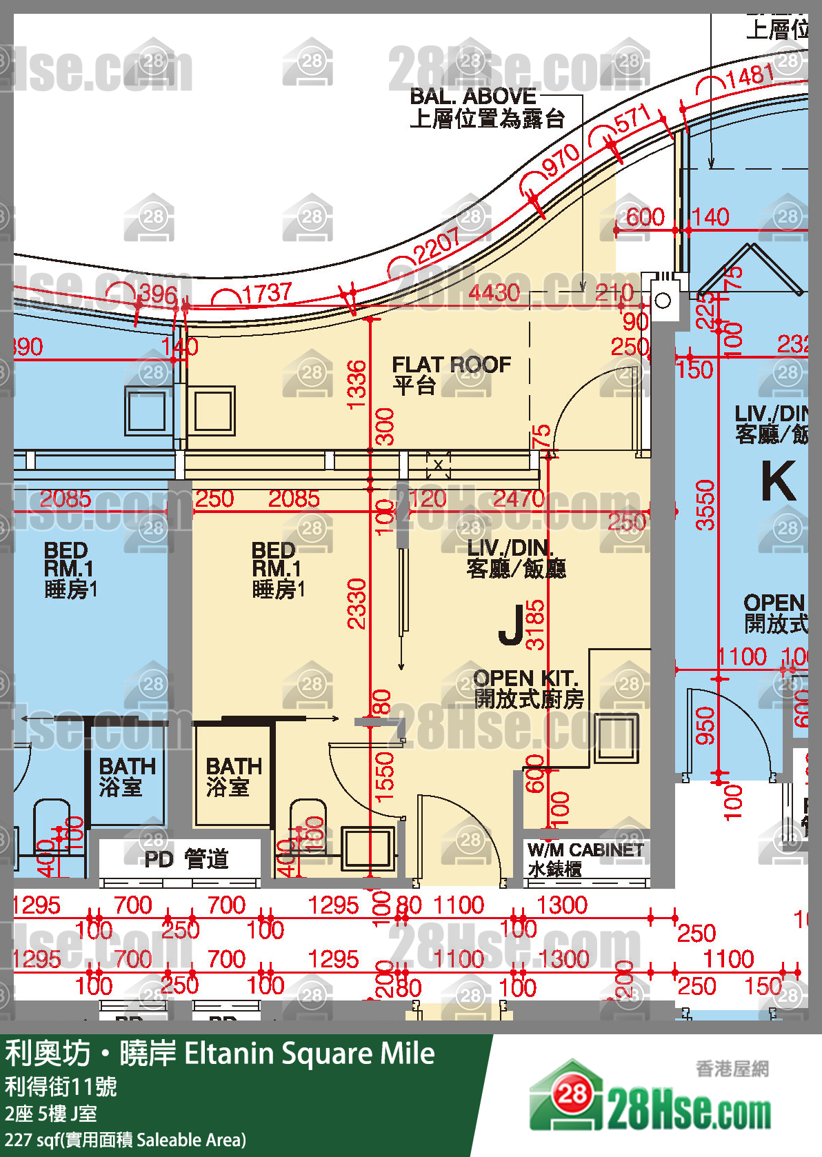 利奧坊曉岸 2座5樓 J室 平面圖