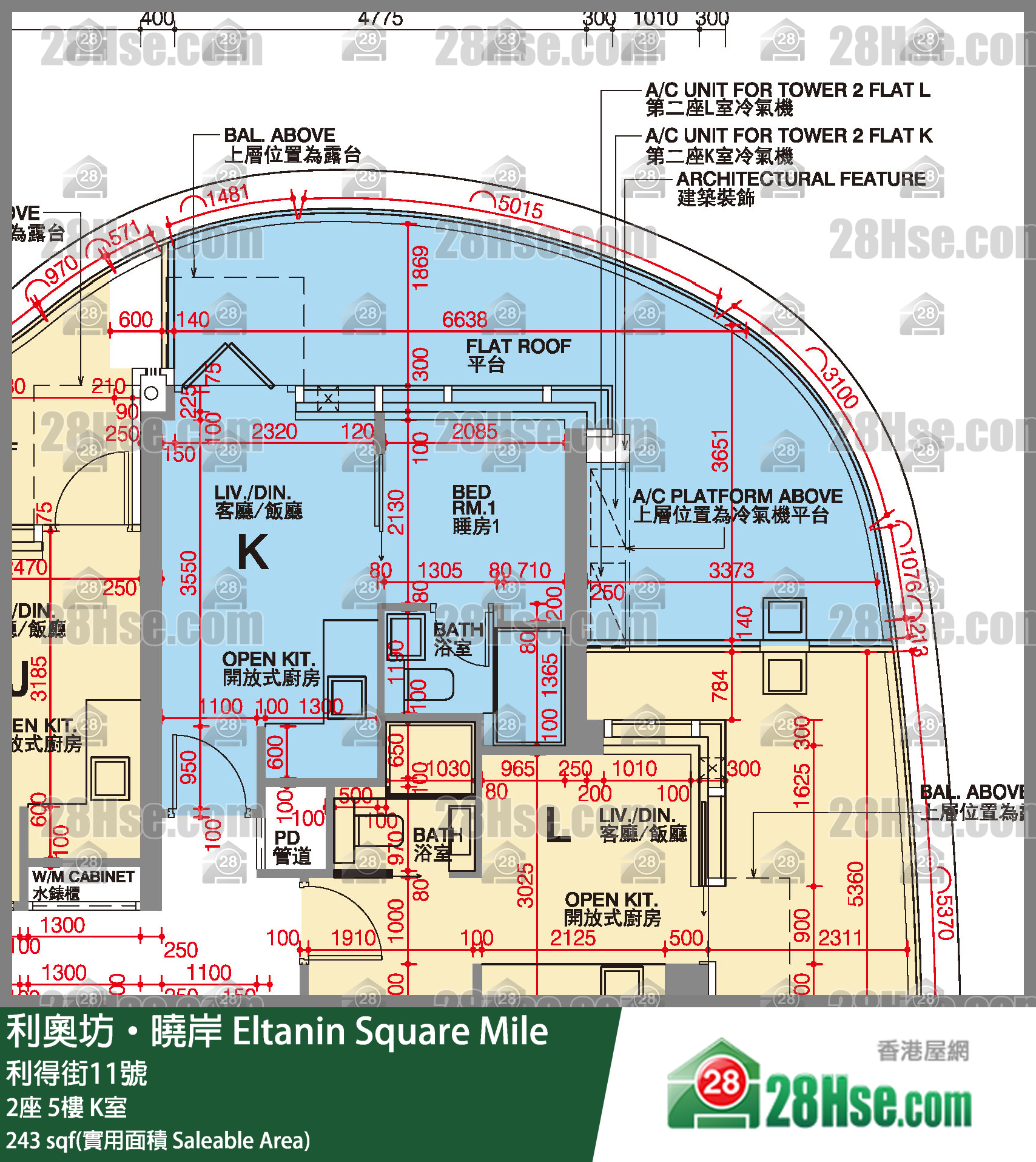 利奥坊晓岸 2座5楼 K室 平面图