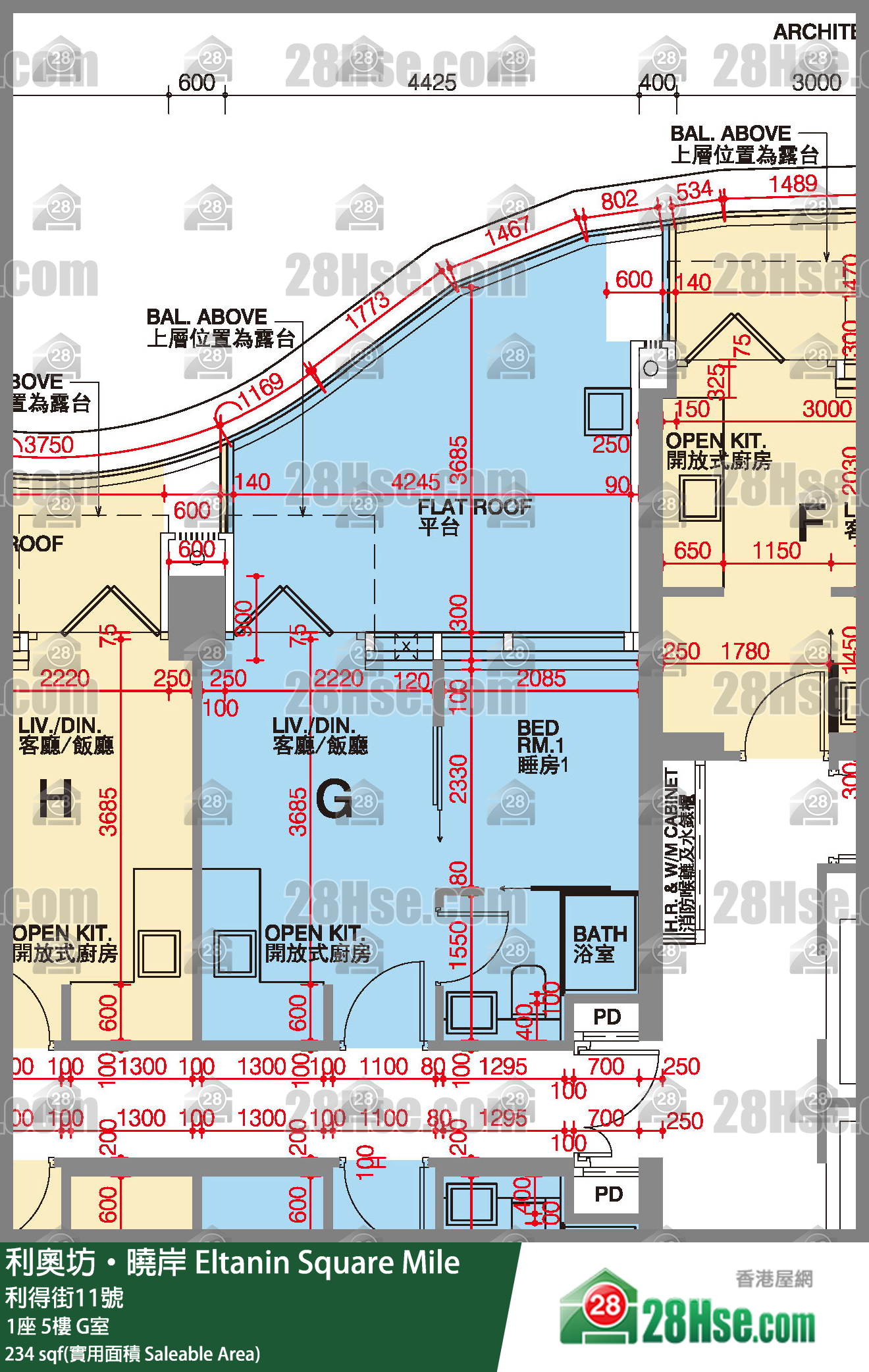 利奥坊晓岸 1座 5楼 G室 平面图