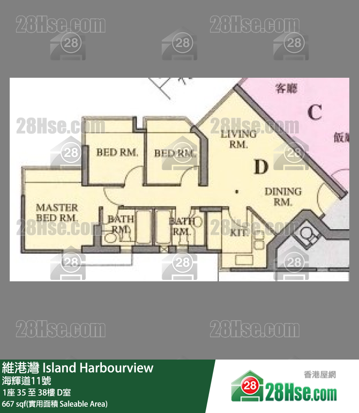 維港灣 1座 36樓 D室 平面圖