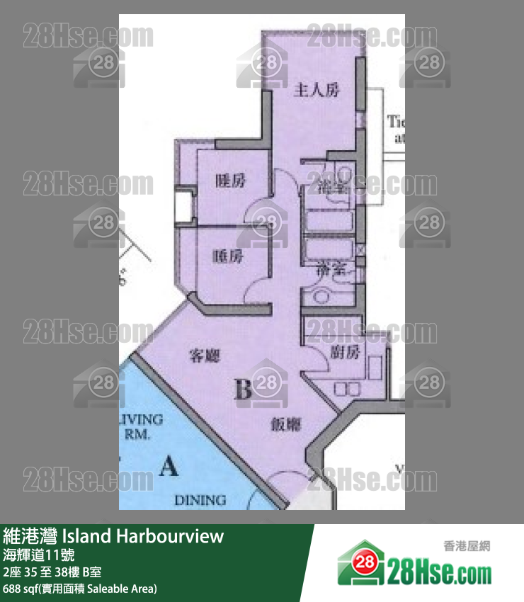 維港灣 2座38樓 B室 平面圖