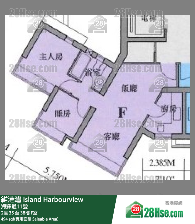 維港灣 2座38樓 F室 平面圖