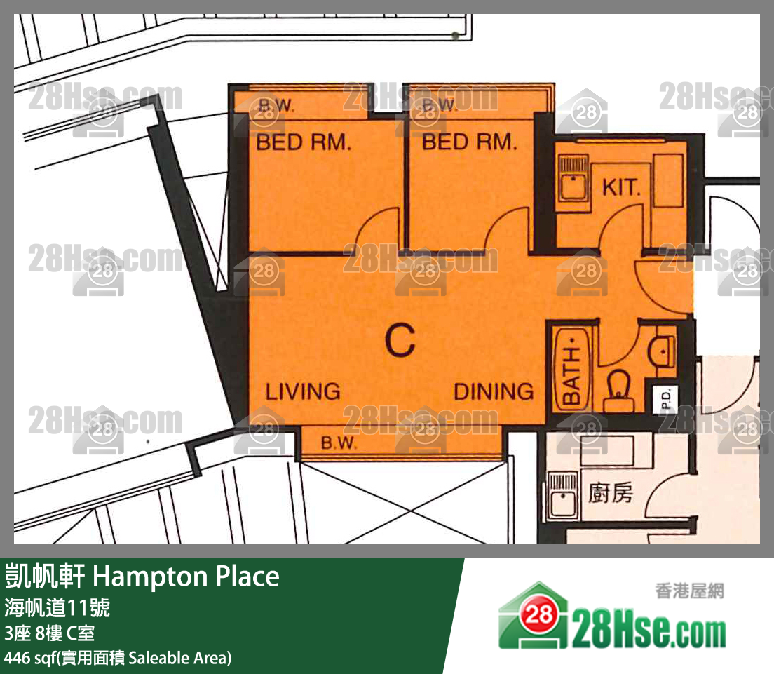 凱帆軒 3座8樓 C室 平面圖