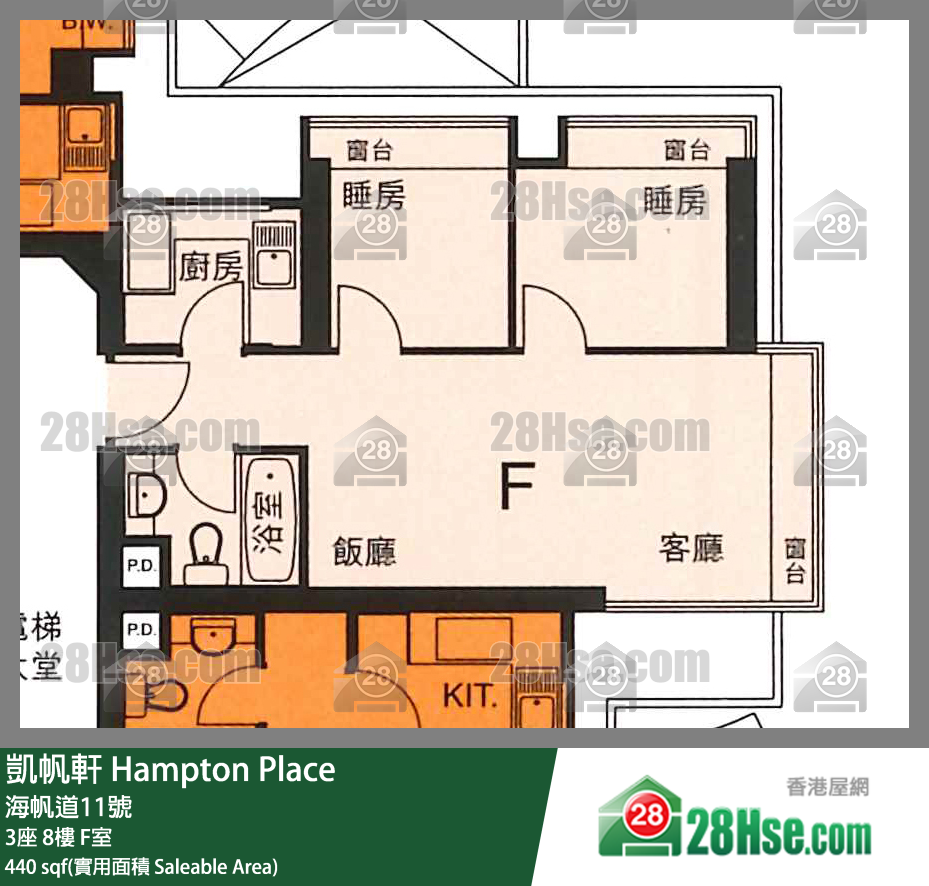 凱帆軒 3座8樓 F室 平面圖