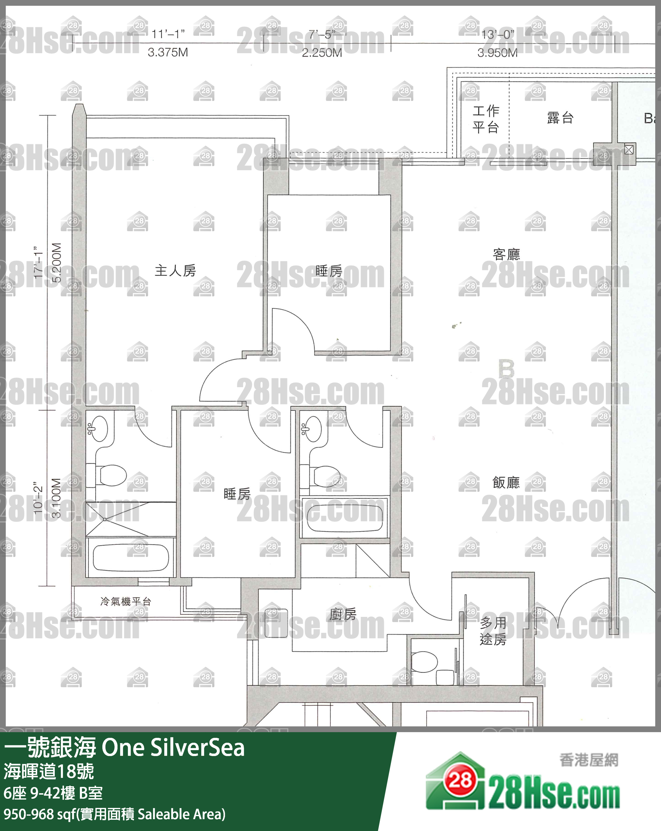 一号银海 单位平面图(由 28Hse 提供)