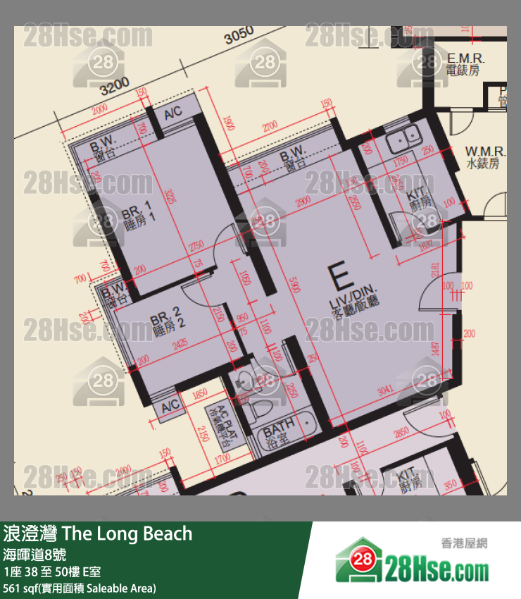 浪澄湾 1座49楼 E室 平面图