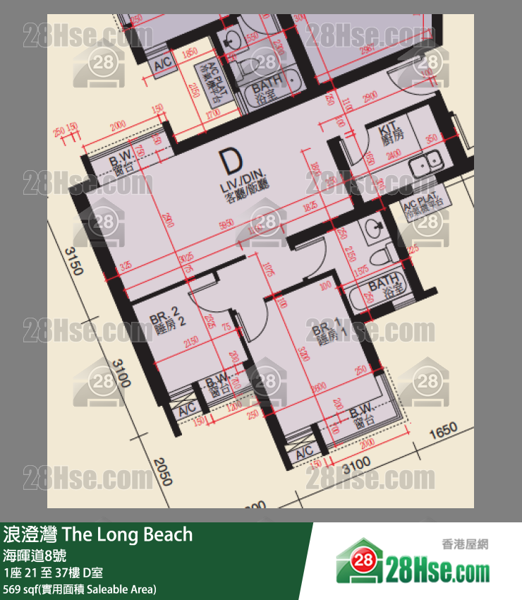 浪澄湾 1座31楼 D室 平面图