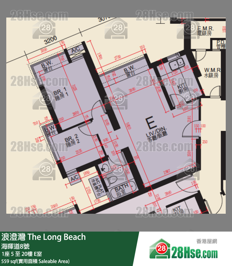 浪澄湾 1座7楼 E室 平面图