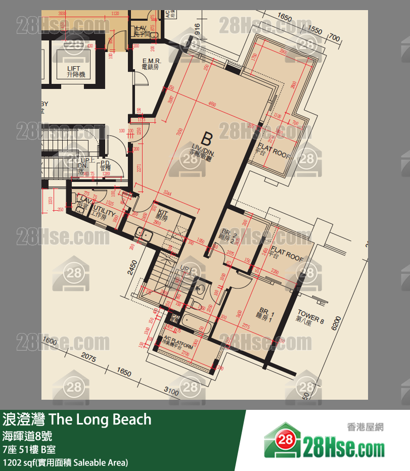 浪澄灣 7座51樓 B室 平面圖