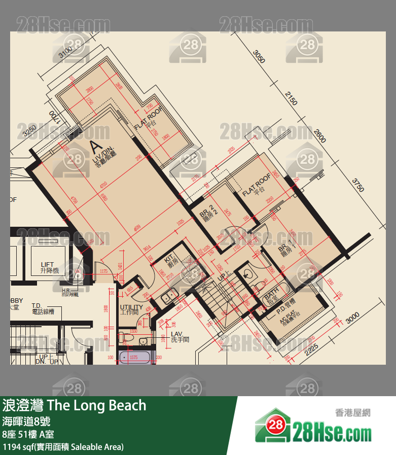 浪澄灣 8座 51樓 A室 平面圖
