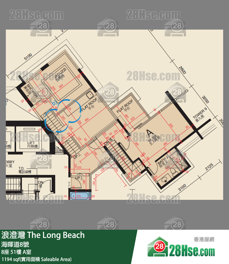 浪澄灣 8座 51樓 A室 平面圖