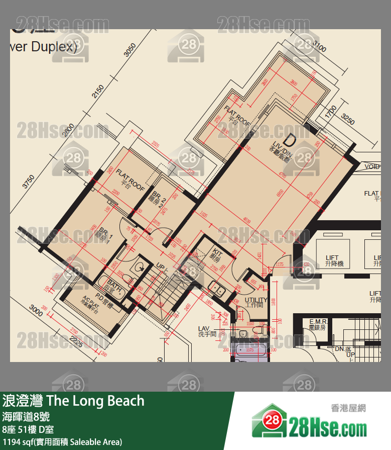 浪澄灣 8座51樓 D室 平面圖