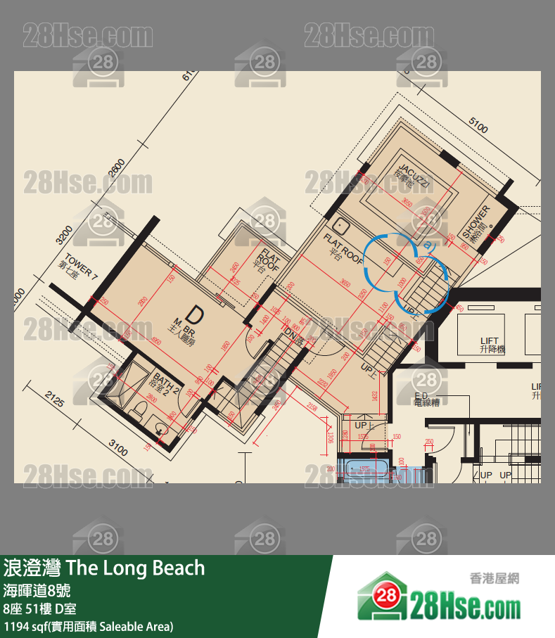 浪澄灣 8座51樓 D室 平面圖