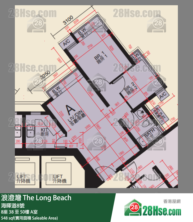 浪澄湾 单位平面图(由 28Hse 提供) 浪澄湾 单位平面图(由 28Hse 提供)