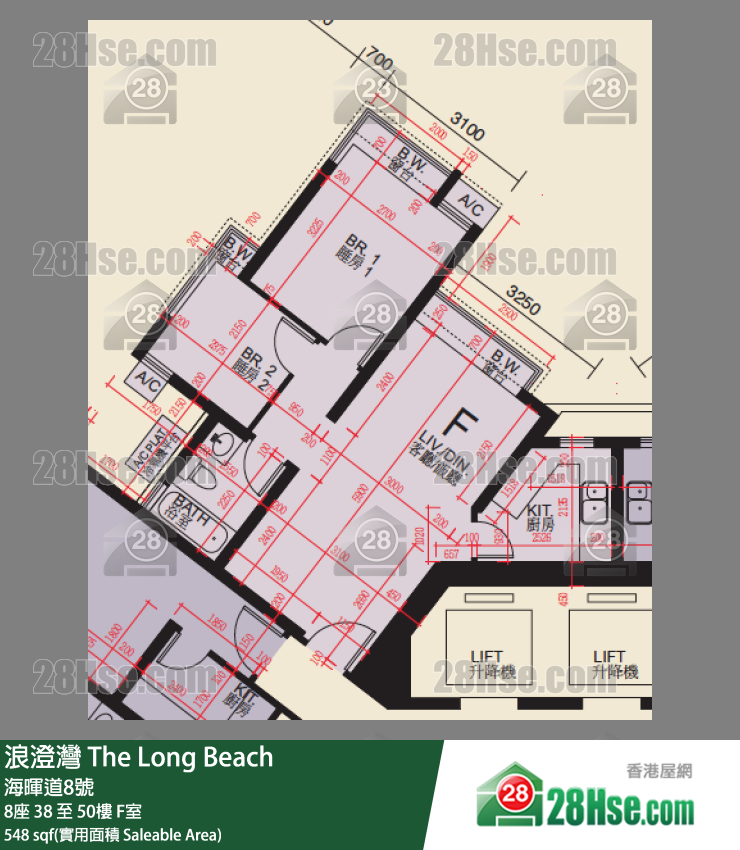 浪澄灣 8座40樓 F室 平面圖