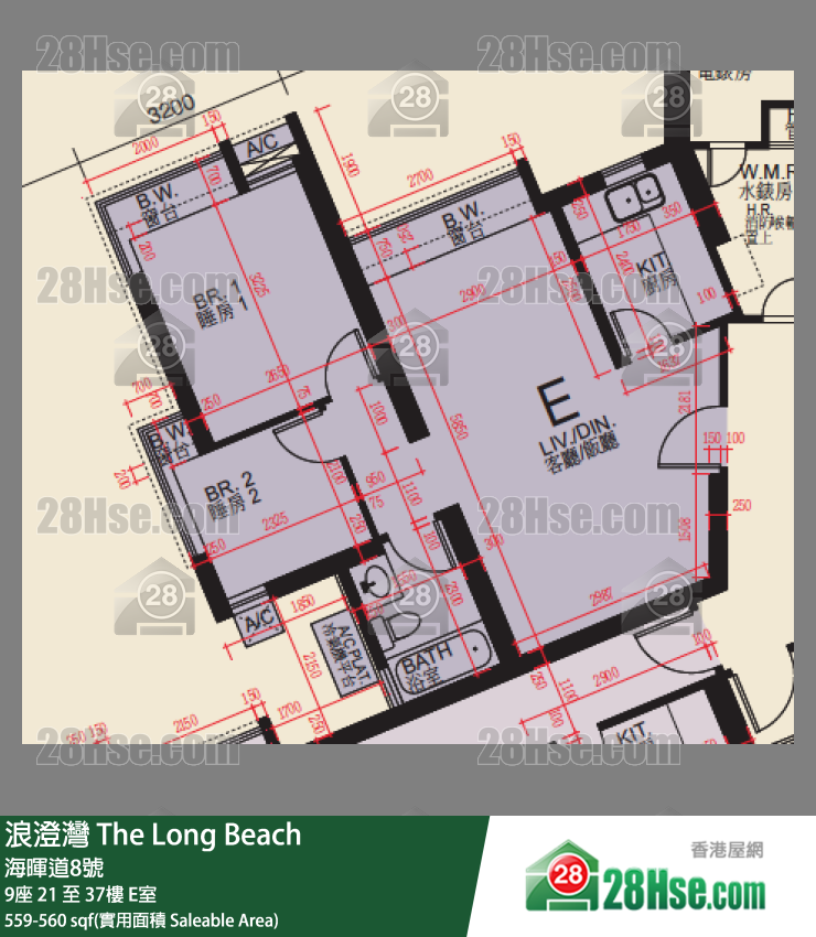 浪澄灣 9座27樓 E室 平面圖
