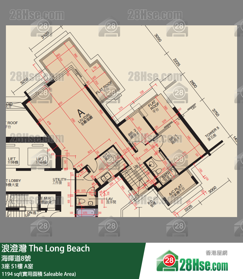浪澄灣 3座51樓 A室 平面圖
