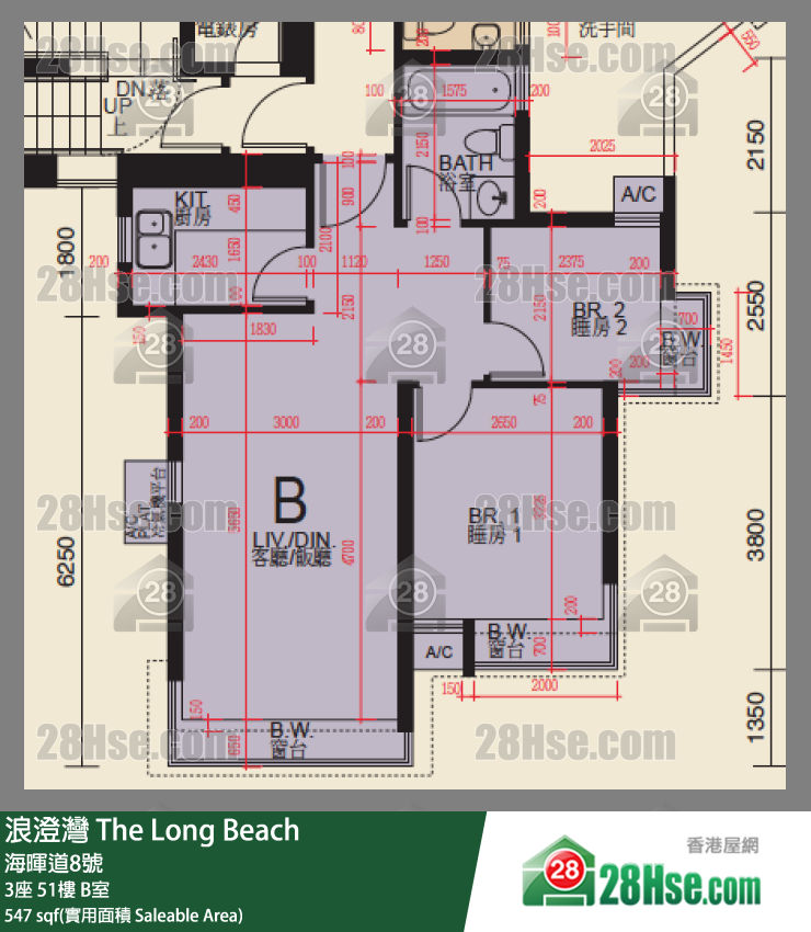浪澄灣 3座51樓 B室 平面圖