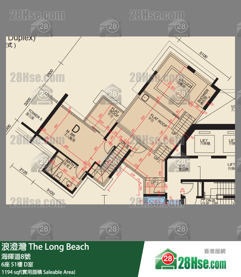 浪澄湾 6座 51楼 D室 平面图