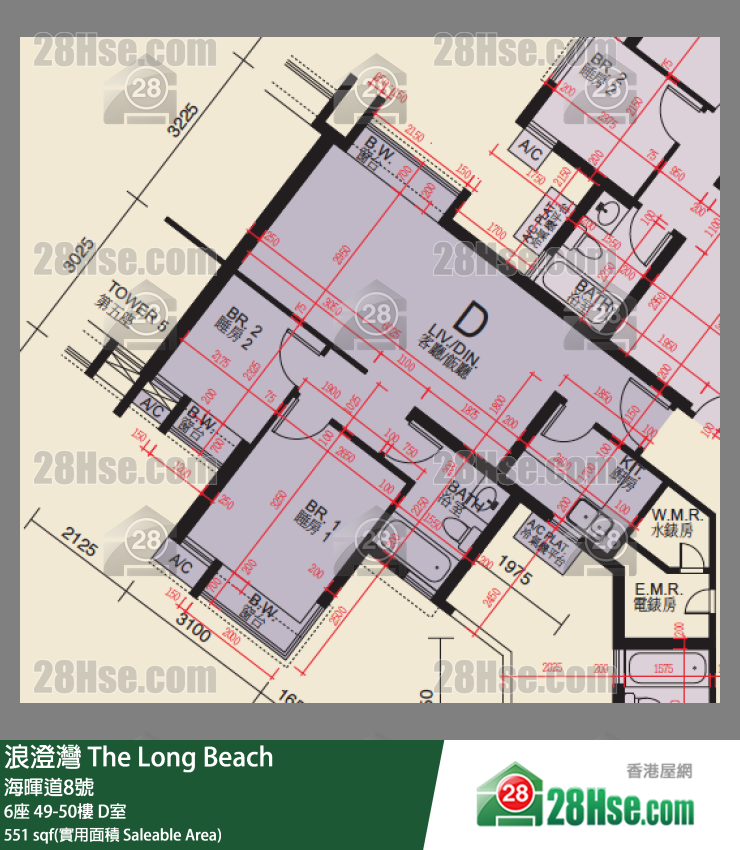 浪澄湾 6座49楼 D室 平面图