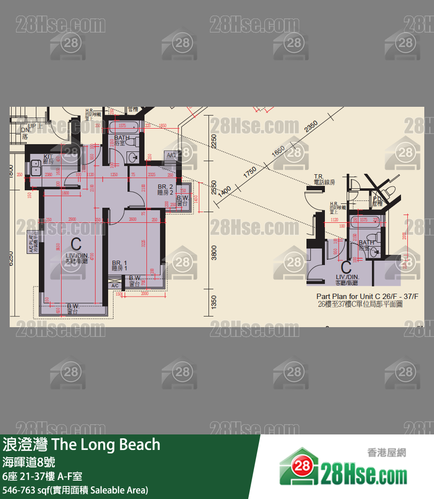 浪澄灣 6座28樓 E室 平面圖
