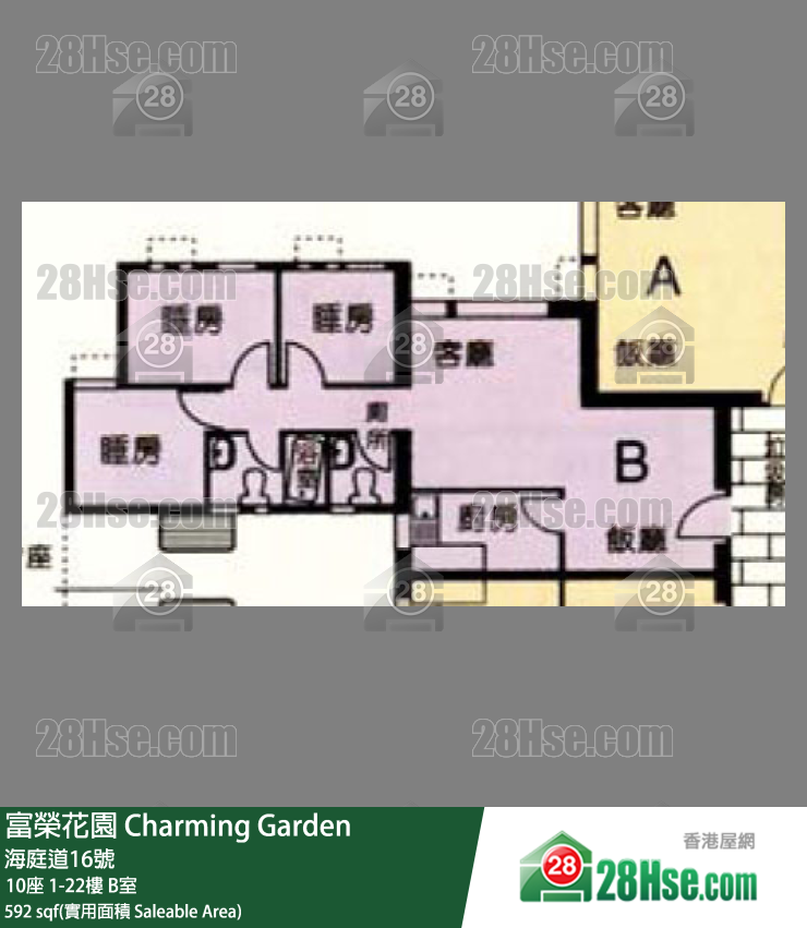 富榮花園 10座16樓 B室 平面圖
