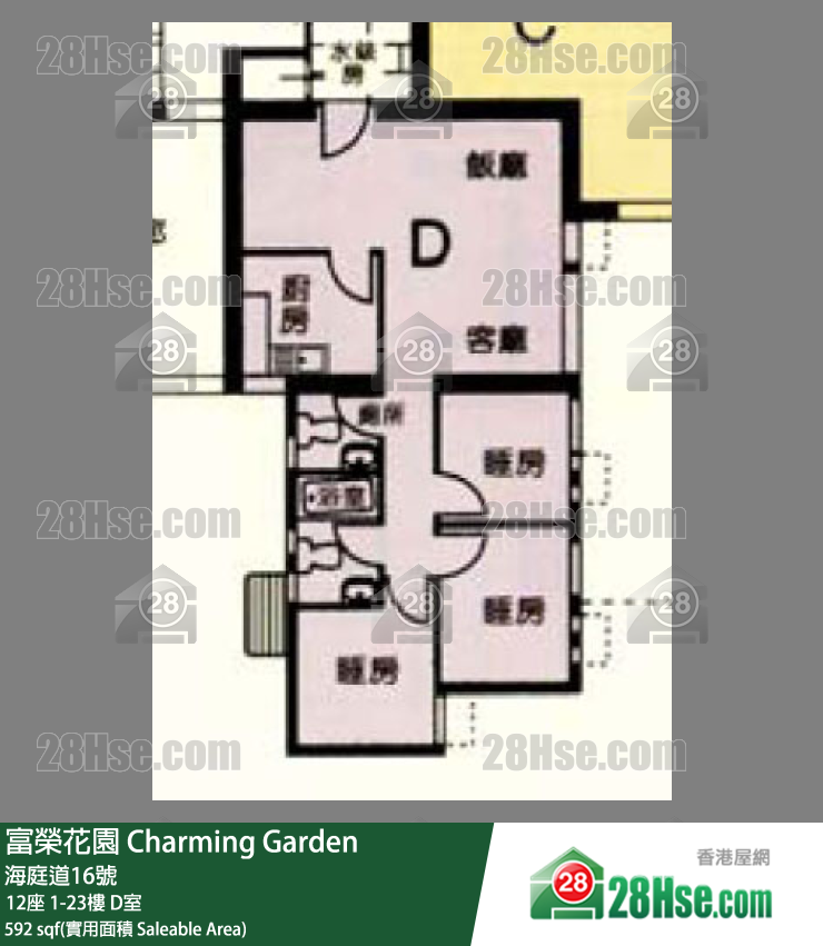富榮花園 12座13樓 D室 平面圖