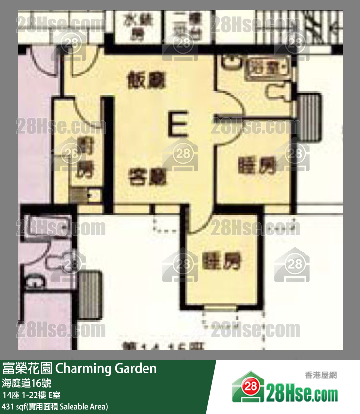 富榮花園 14座22樓 E室 平面圖
