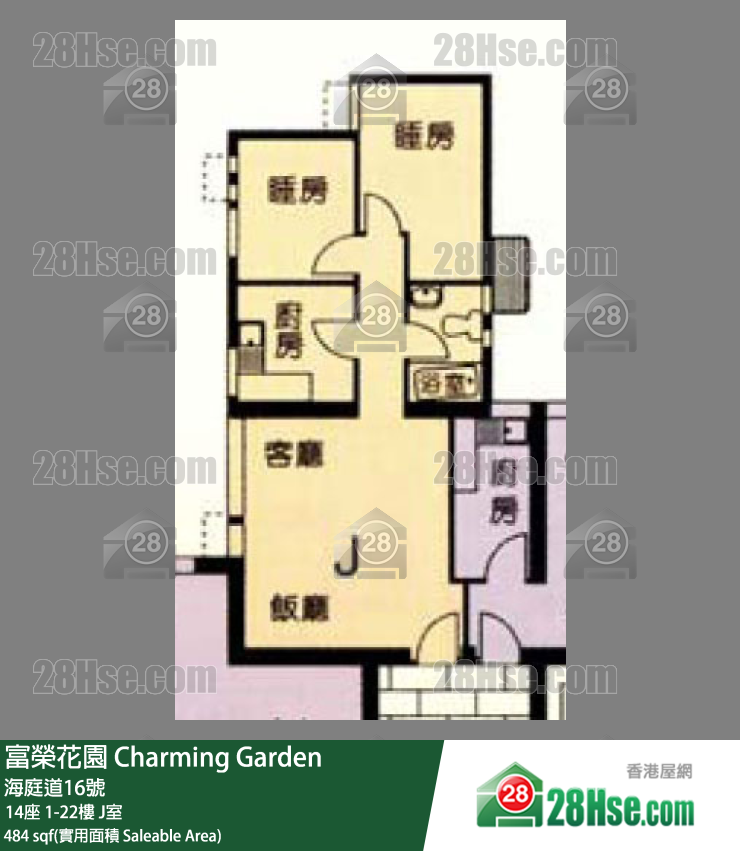 富榮花園 14座21樓 J室 平面圖