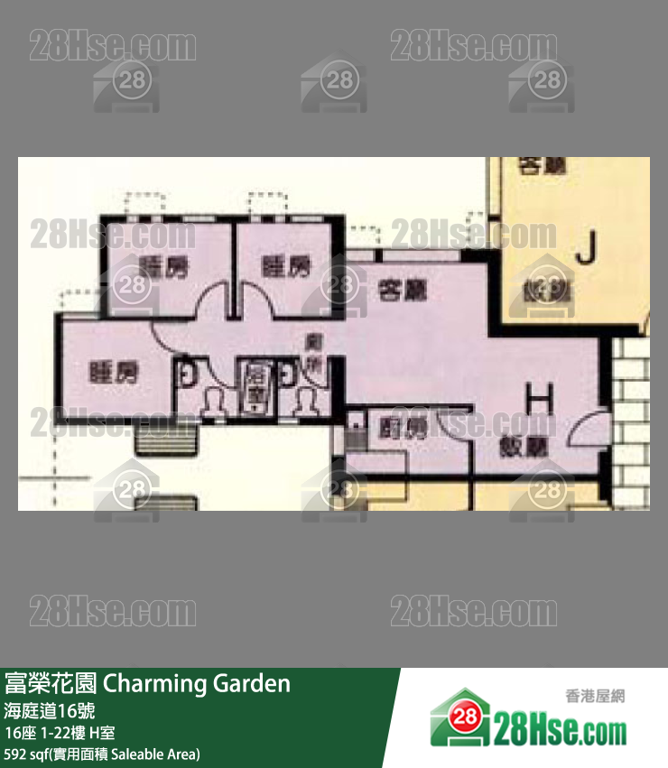 富榮花園 16座22樓 H室 平面圖