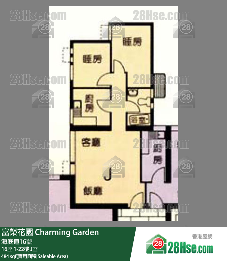 富榮花園 16座2樓 J室 平面圖