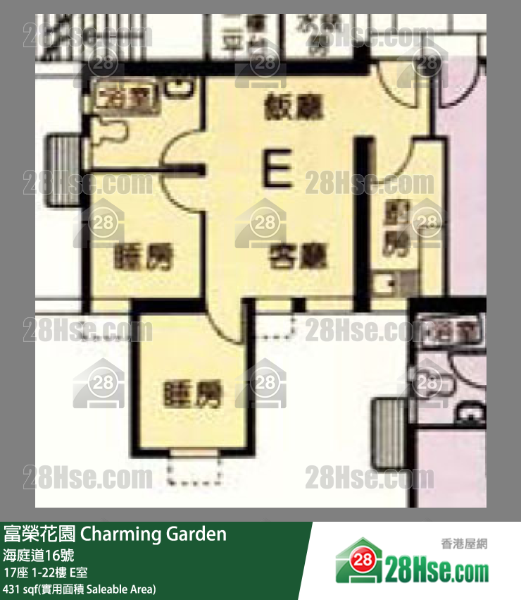 富榮花園 17座7樓 E室 平面圖